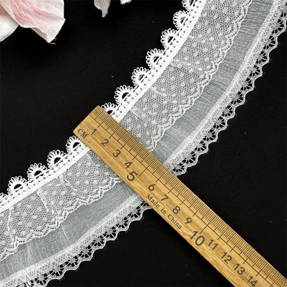 3838 Ancho 6cm de doble capa de malla con volantes de encaje accesorios de encaje arrugado vestido de encaje falda ropa infantil decoración