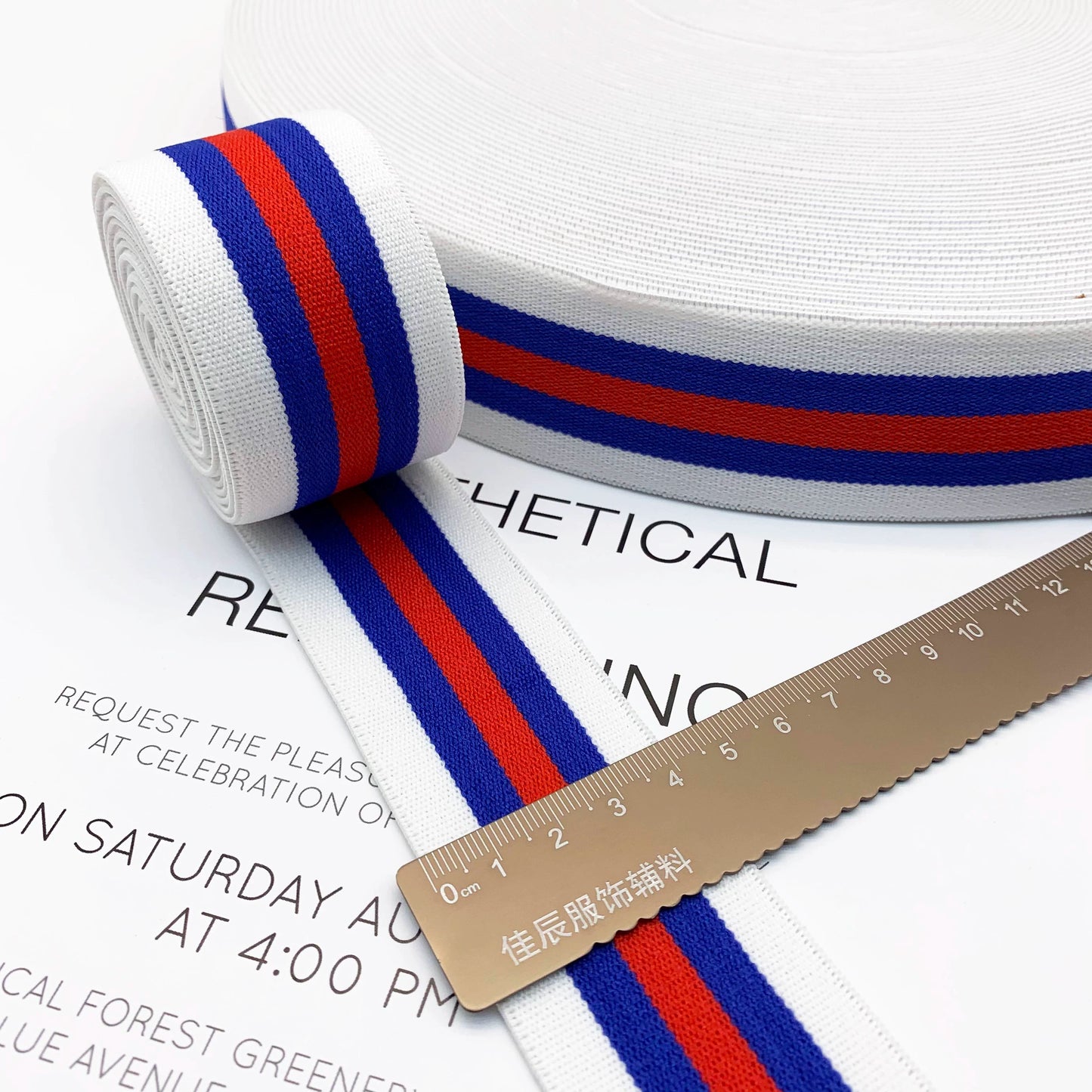 3868 Banda elástica gruesa de 4 cm con rayas de colores para ropa interior, banda de goma para cintura, correa de jacquard, accesorios para ropa