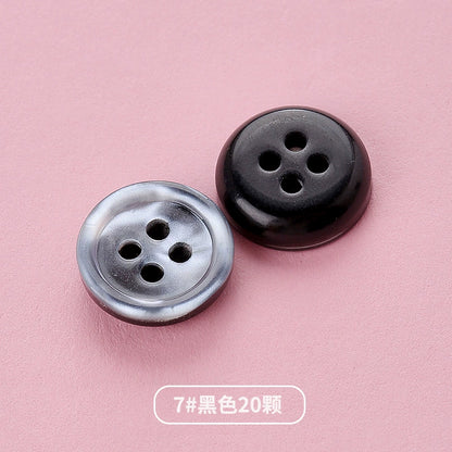 3354★  Shirt Buttons White Black Men's Round Cardigan Chiffon Shirt Top Cuffs Pearlescent Buttons Resin Buttons