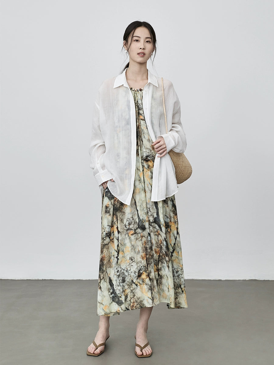 Robe à bretelles style national littéraire CAREMIND tie-dye, tenue photo d'ambiance de vacances