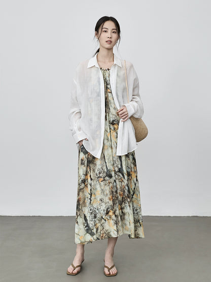 Robe à bretelles style national littéraire CAREMIND tie-dye, tenue photo d'ambiance de vacances