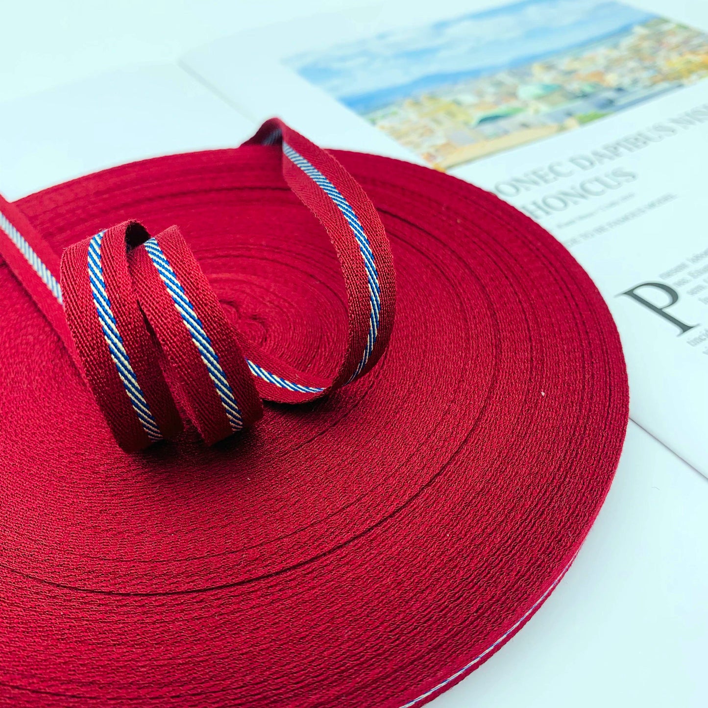 3863 Tira de cinta de sarga intercoloreada de 1 cm con ribete en el borde lateral, tira de presión, cinta jacquard, accesorios de ropa para textiles del hogar