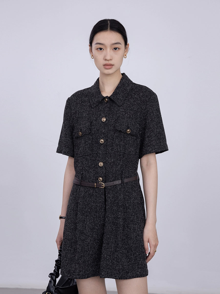 [Offre spéciale à durée limitée] Combinaison haut de gamme de style parfumé petit tempérament ensemble short slim col polo rétro d'été