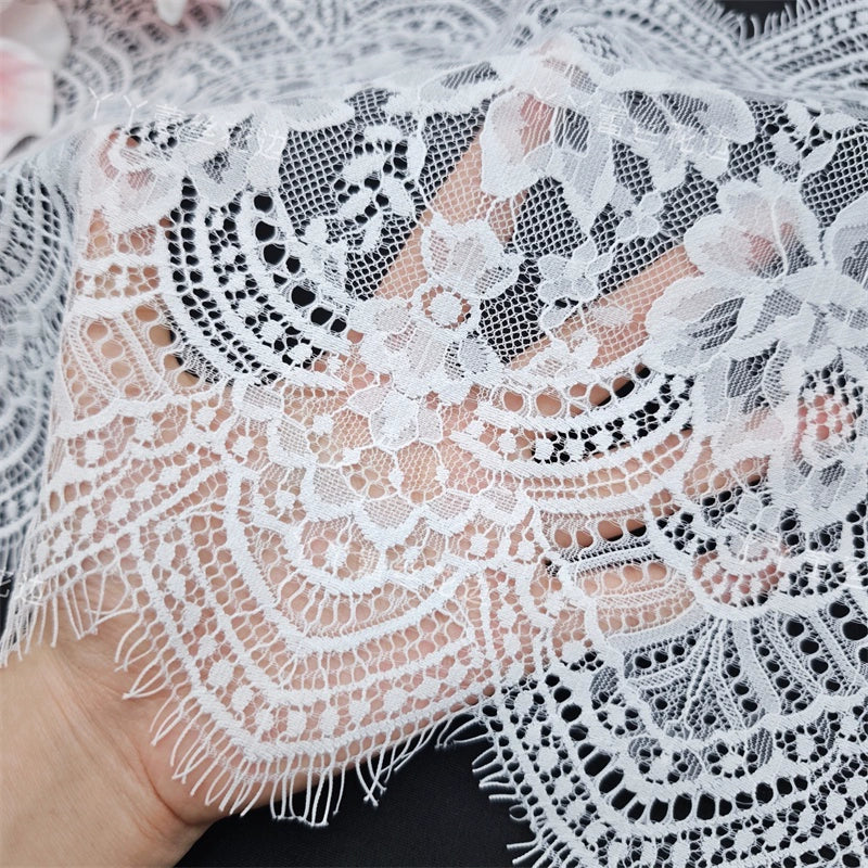 3737 ancho 30cm exquisitas pestañas de encaje hecho a mano DIY vestido alargado empalme velo de novia accesorios de ropa