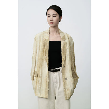 Camisa de textura fuerte de Tencel premium para mujer con blazer plisado tridimensional con diseño de nicho de CAREMIND 