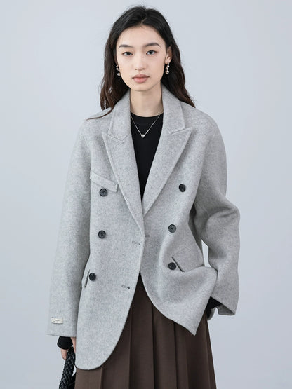[Oferta especial por tiempo limitado] Abrigo de lana de doble cara de pura lana australiana de alta calidad y textura rica en camello 