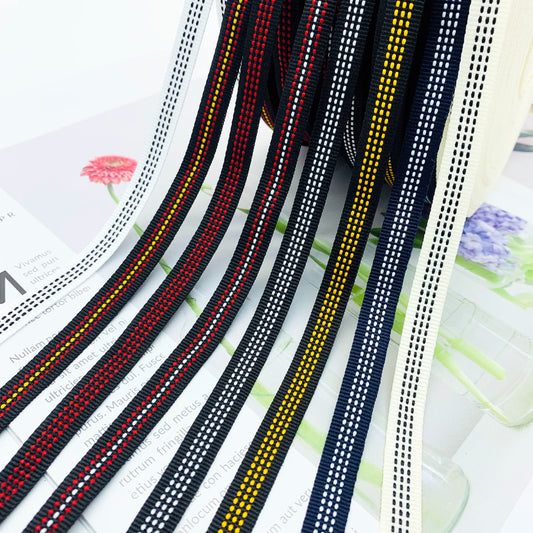 Cinta decorativa de jacquard con punto de salto de color de 1 cm, tira lateral, para juguetes textiles para el hogar, accesorios de ropa, 3860