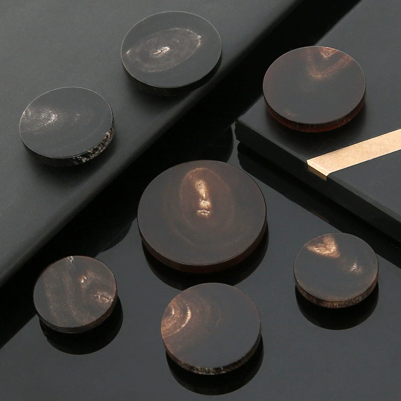 3462★ Gabardina con botones de cuerno real, abrigo con botones redondos, ropa superior, botones negros para mujer, traje de hombre, accesorios con botones para traje