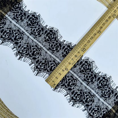 3739 Ropa de alta calidad en blanco y negro, accesorios para vestidos de novia, tela de encaje hueco, ropa interior, encaje de pestañas unilateral