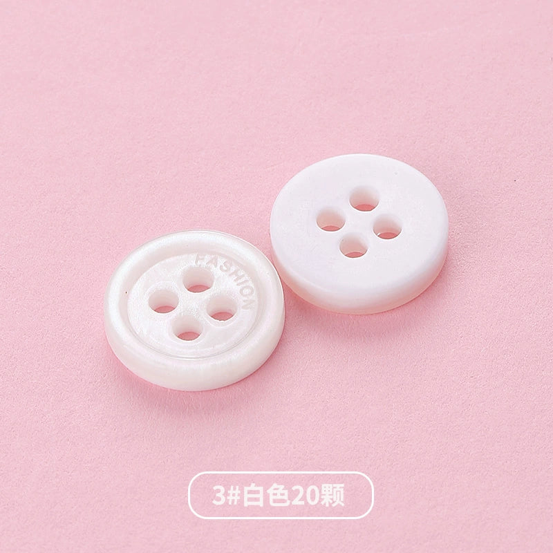 3354★  Shirt Buttons White Black Men's Round Cardigan Chiffon Shirt Top Cuffs Pearlescent Buttons Resin Buttons