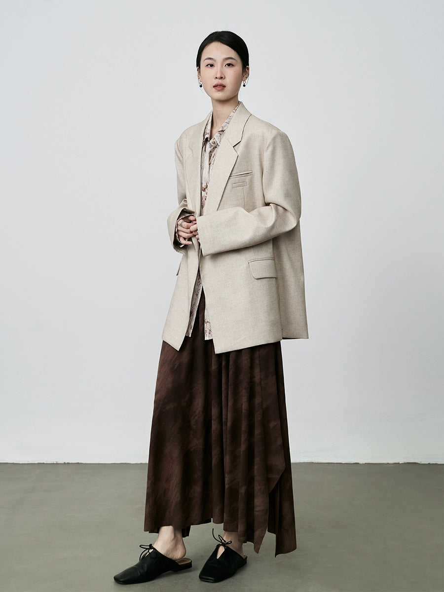 [Nuevo producto] Chaqueta de mujer con silueta de hombros anchos en color albaricoque de CAREMIND, diseño de alta gama, traje de nicho superior 