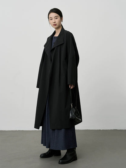 CAREMIND gabardina larga con silueta nueva primavera y otoño 2024 abrigo de estilo británico con cuello alto coreano para mujer 