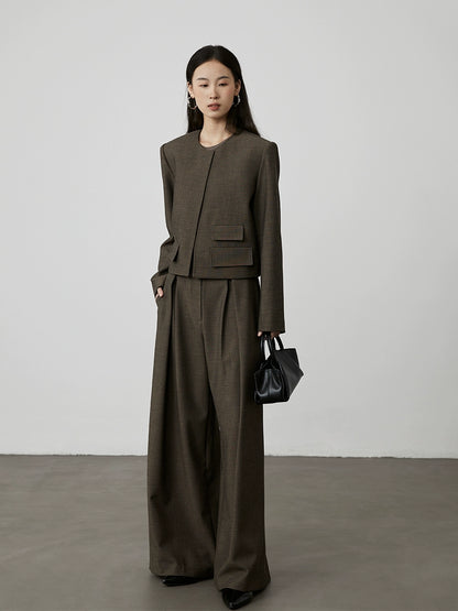 [Silhouette trousers] CAREMIND iron-free design wide-leg trousers loose and thin straight drop suit pants autumn