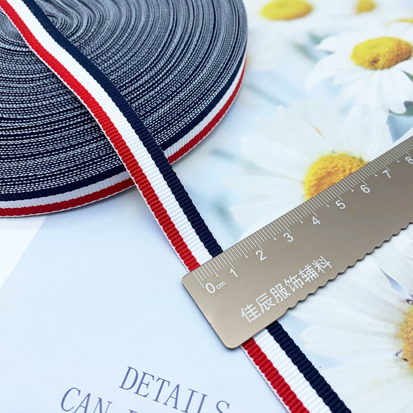3887 Punto 1-4 cm, cintas a juego en colores rojo, blanco, azul marino y azul, tiras de ribete, tiras de presión de bordes, tiras laterales, joyería, accesorios textiles para el hogar