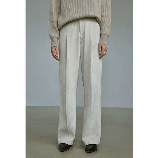 [Oferta especial por tiempo limitado] Pantalones de pierna ancha y recta de pana vertical Chenier de alta densidad "White Control Field" para viajeros 