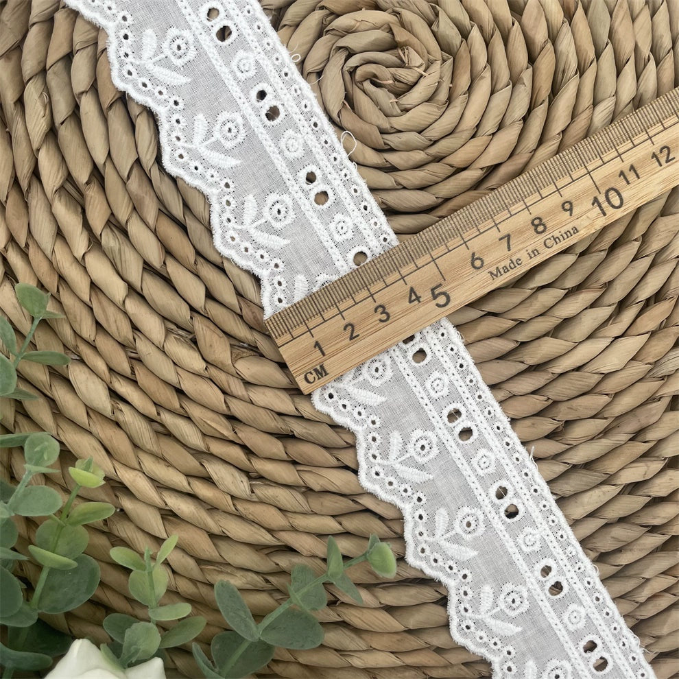 3797 Tela de algodón puro de alta calidad con borde hueco y encaje ondulado, ropa de muñeca DIY, falda, ropa, empalme, accesorios para el hogar