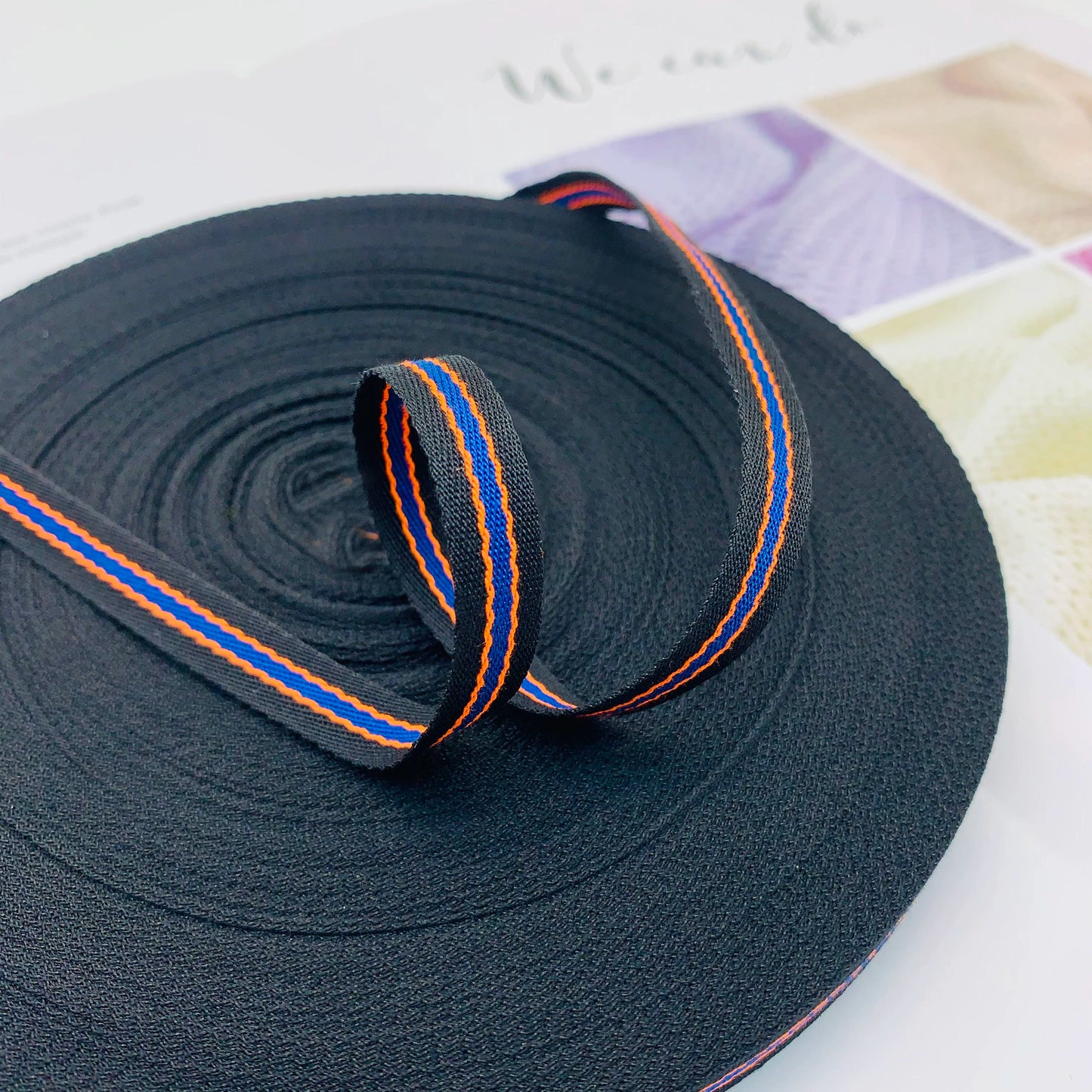 Cinta de ribete de 1 cm con rayas de colores intercolor, tira de presión para bordes de ropa, cinta de jacquard, accesorios para ropa, 3864