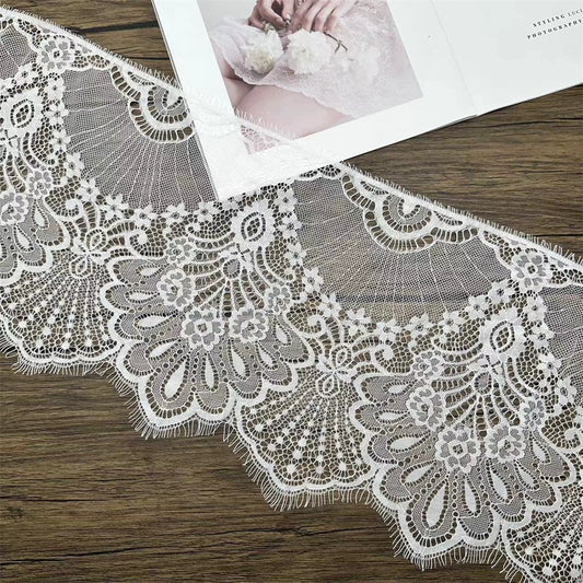 3743 Ancho 25 cm, encaje de pestañas unilateral retro, vestido alargado empalme velo de novia accesorios de vestir