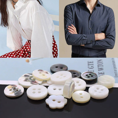 3366★  Natural shell buttons White shirt buttons High-end men's and women's knitted sweaters Cardigan shirts Round shell buttons Small