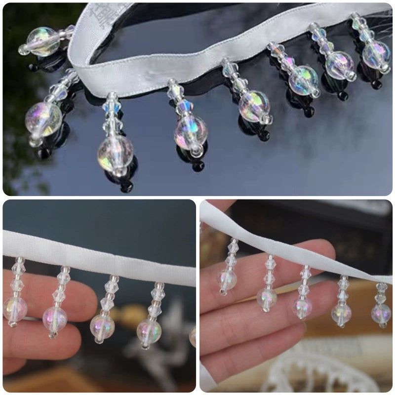 3710  width 3.5 cm AB color bubble beads crystal bead curtain DIY decorative curtain handmade beaded bead curtain lace fringed beads