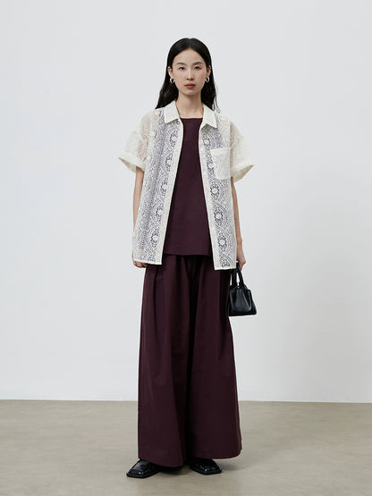 [Soda au raisin] Ensemble violet foncé CAREMIND, gilet sans manches, pantalon large à cordon réglable, ensemble deux pièces