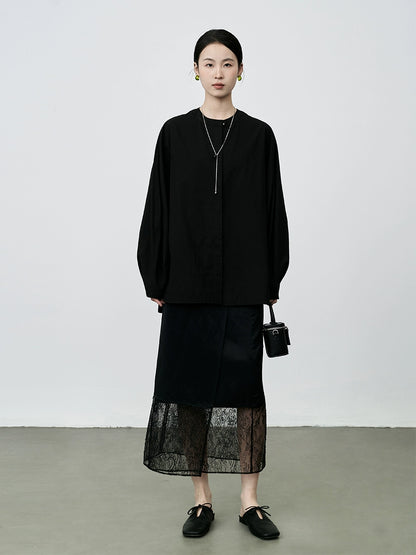 Falda de encaje calada con detección de atmósfera CAREMIND, de una pieza, ajustada, de papel, color negro 