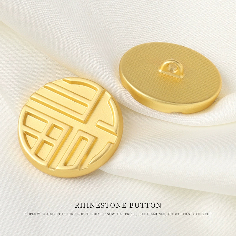 3265★  Guochao Chinese-style golden blessing metal buttons Chinese-style antique versatile coat trench coat Hanfu buttons