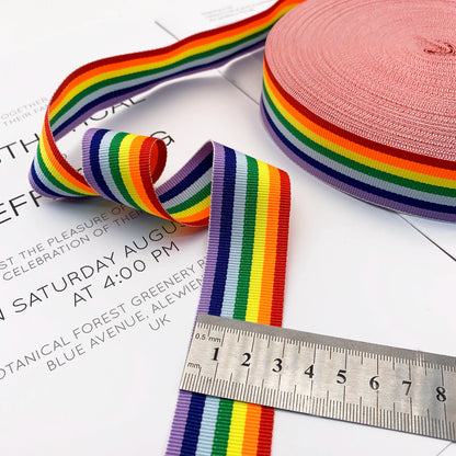 3888 Tira de presión para bordes de cinta con rayas de arcoíris intercoloridas de 1 a 5 cm, correa lateral para accesorios de ropa, tira de cinta para ropa textil para el hogar