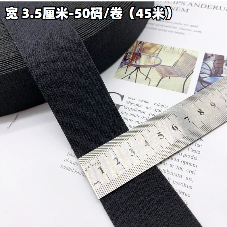 3869 1-3,8 cm banda elástica de nailon puro engrosada de gamuza negra, accesorios de alta elasticidad, cinturilla deportiva de yoga, cuerda de goma