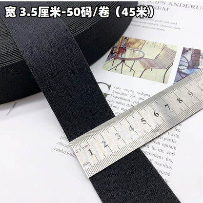 3869 1-3,8 cm banda elástica de nailon puro engrosada de gamuza negra, accesorios de alta elasticidad, cinturilla deportiva de yoga, cuerda de goma