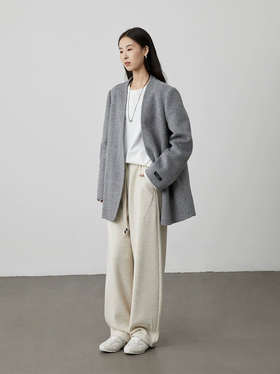 [Scimitar sweatpants] CAREMIND beige wide-leg casual pants autumn and winter straight sweatpants trousers children