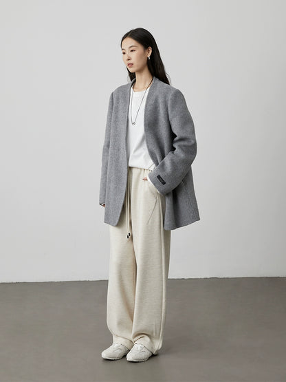 [Scimitar sweatpants] CAREMIND beige wide-leg casual pants autumn and winter straight sweatpants trousers children