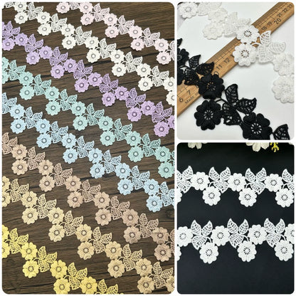 3677 Encaje de flores de seda de leche soluble en agua de alta calidad con accesorios, bricolaje, costura de ropa, decoración de joyas, materiales hechos a mano