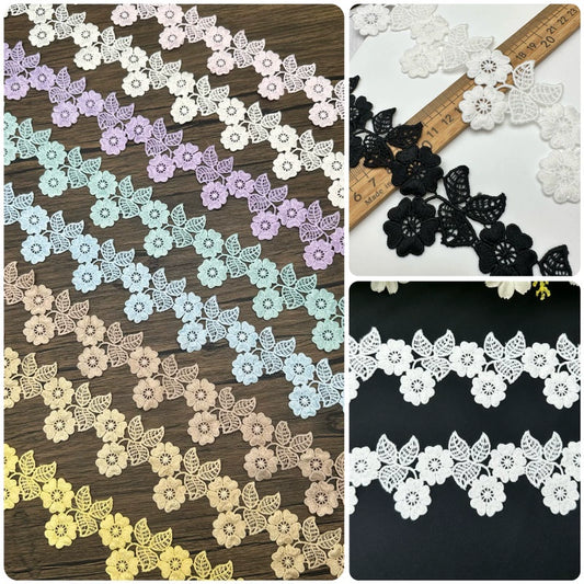 3677 Encaje de flores de seda de leche soluble en agua de alta calidad con accesorios, bricolaje, costura de ropa, decoración de joyas, materiales hechos a mano