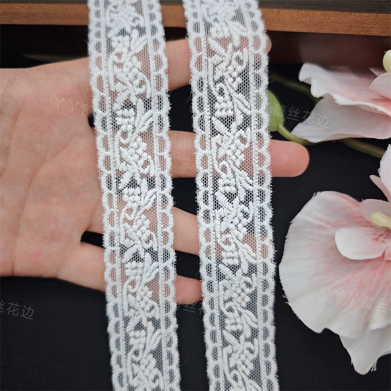 3826 Accesorios de bordado de malla con borde de encaje bilateral, encaje de algodón puro hecho a mano, accesorios para el cabello, ropa, falda, cinturón de encaje
