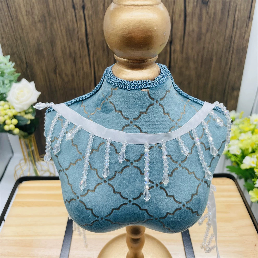 3690 Ancho 5,5 cm, cristal colgante con cuentas y flecos de encaje para ropa, empalme de boda, tocado, cortina, lámpara de escritorio, accesorios de decoración