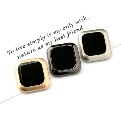 3423★ Botones cuadrados de metal para ropa, chaqueta, gabardina, botones negros versátiles, botones para traje, suéter, accesorios decorativos