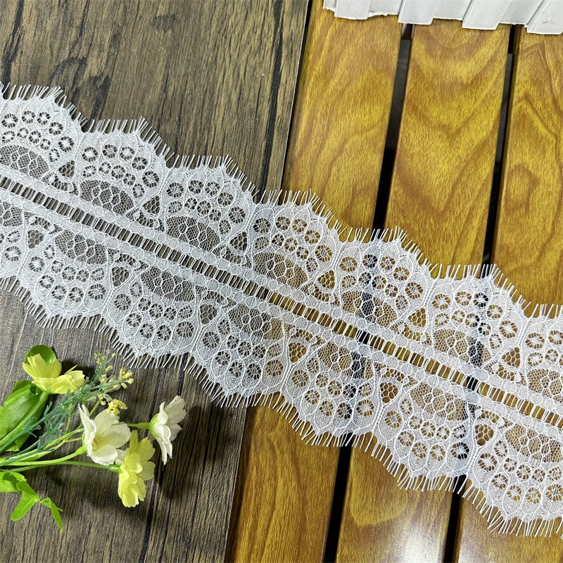 3739 Ropa de alta calidad en blanco y negro, accesorios para vestidos de novia, tela de encaje hueco, ropa interior, encaje de pestañas unilateral