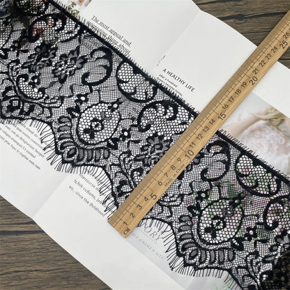 3753 Ancho 14CM Encaje de tul unilateral con pestañas, material de empalme decorativo para ropa de cama, vestido de novia