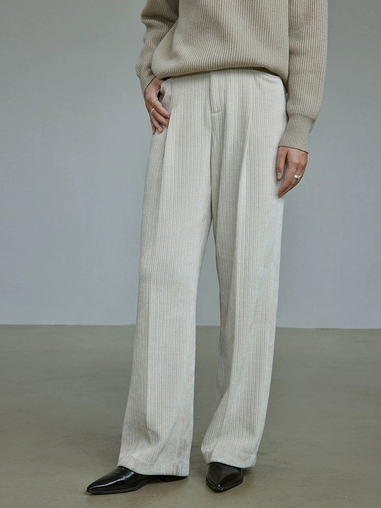 [Oferta especial por tiempo limitado] Pantalones de pierna ancha y recta de pana vertical Chenier de alta densidad "White Control Field" para viajeros 