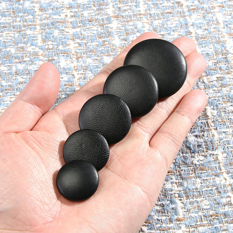 3374★  Black Leather Button Round Versatile Decorative Large Button Accessories Men's and Women's Coats Leather Sofa Button Holes