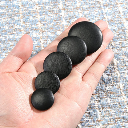 3374★  Black Leather Button Round Versatile Decorative Large Button Accessories Men's and Women's Coats Leather Sofa Button Holes