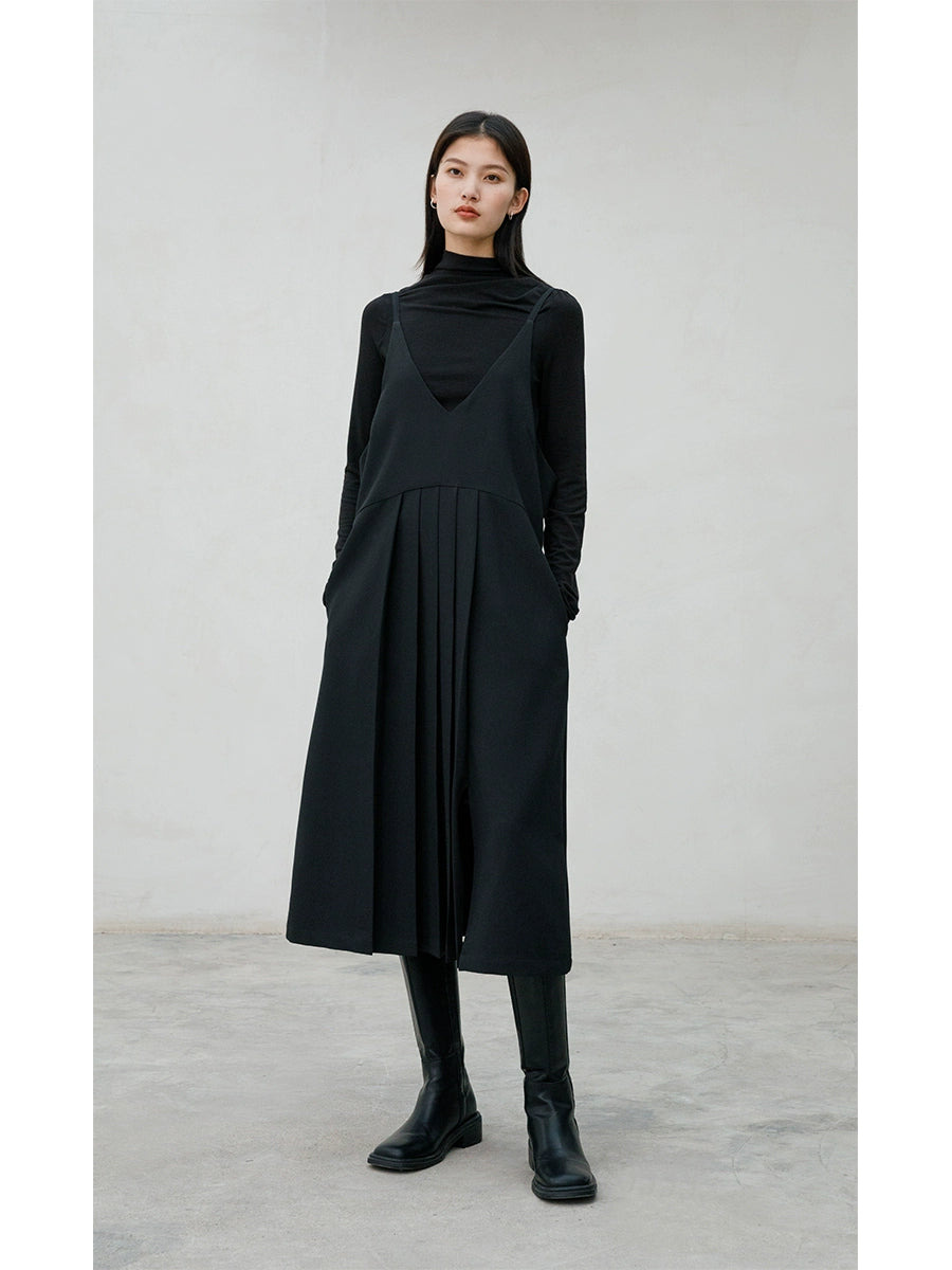 [Offre spéciale à durée limitée] Robe ample sans manches à volants pour femme, jupe plissée à bretelles, jupe mi-longue et longue, jupe gilet à col en V