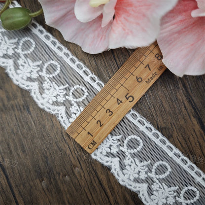 3821 Fil de coton blanc de haute qualité brodé en dentelle, nœud, accessoires pour cheveux, chapeau pour enfants, bord de jupe, bord en dentelle Lolita