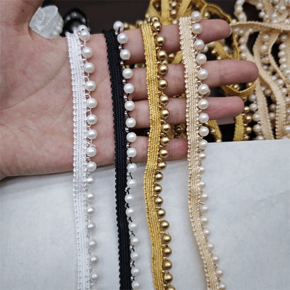 3714 Vestido de novia cheongsam con cuentas hecho a mano, encaje de perlas, accesorios de decoración de ropa DIY, cintas con cuentas Hanfu