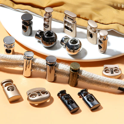 3543★ Hebilla de resorte de metal, hebilla fija para cordón de zapato, hebilla de nariz de cerdo con cordón para ropa, hebilla de tope para sombrero, botón de ajuste elástico para apretar