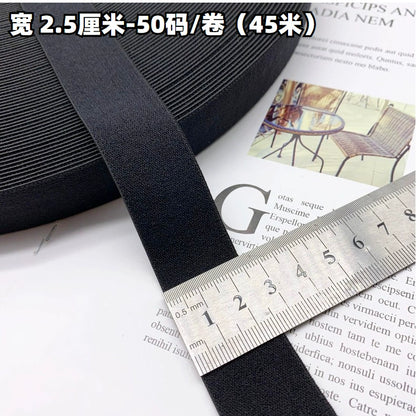 3869 1-3,8 cm banda elástica de nailon puro engrosada de gamuza negra, accesorios de alta elasticidad, cinturilla deportiva de yoga, cuerda de goma