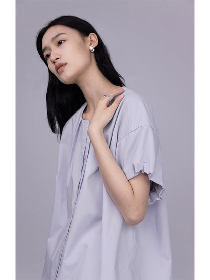 [Oferta por tiempo limitado] Camisa de viaje ligera, holgada, transpirable y de manga corta con cuello redondo y color claro de CAREMIND 