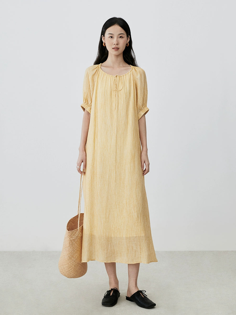 [Sunset Dunes] CAREMIND Premium Jinzhan Yellow Neck Dress Lazy Tie-dye Artistic Vest Skirt