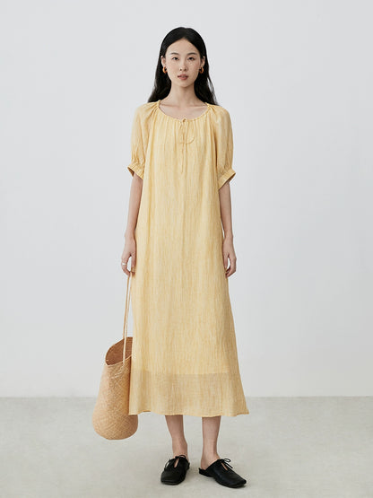 [Sunset Dunes] CAREMIND Premium Jinzhan Yellow Neck Dress Lazy Tie-dye Artistic Vest Skirt